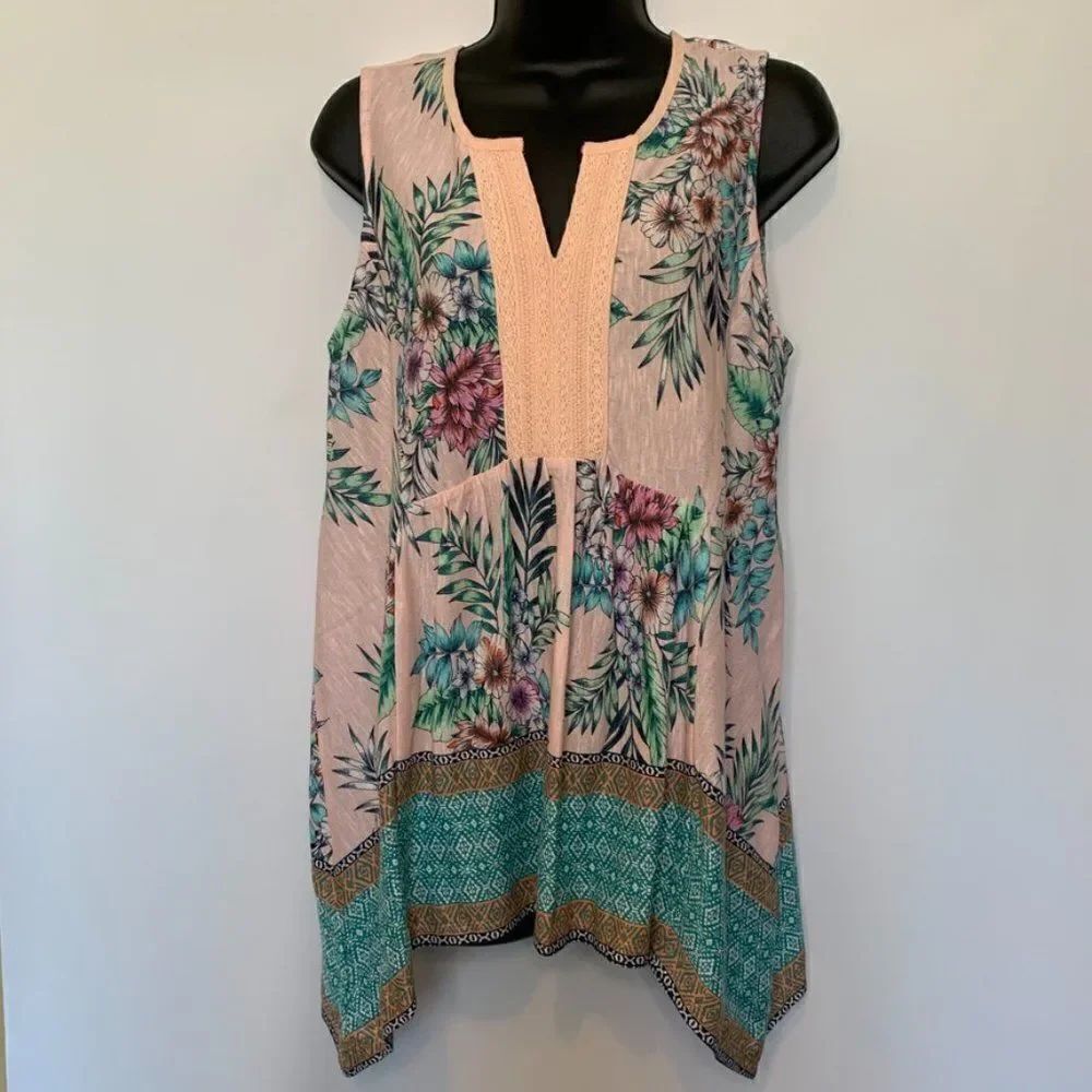 Vintage America Floral Embroidered Tank Tank Blouse